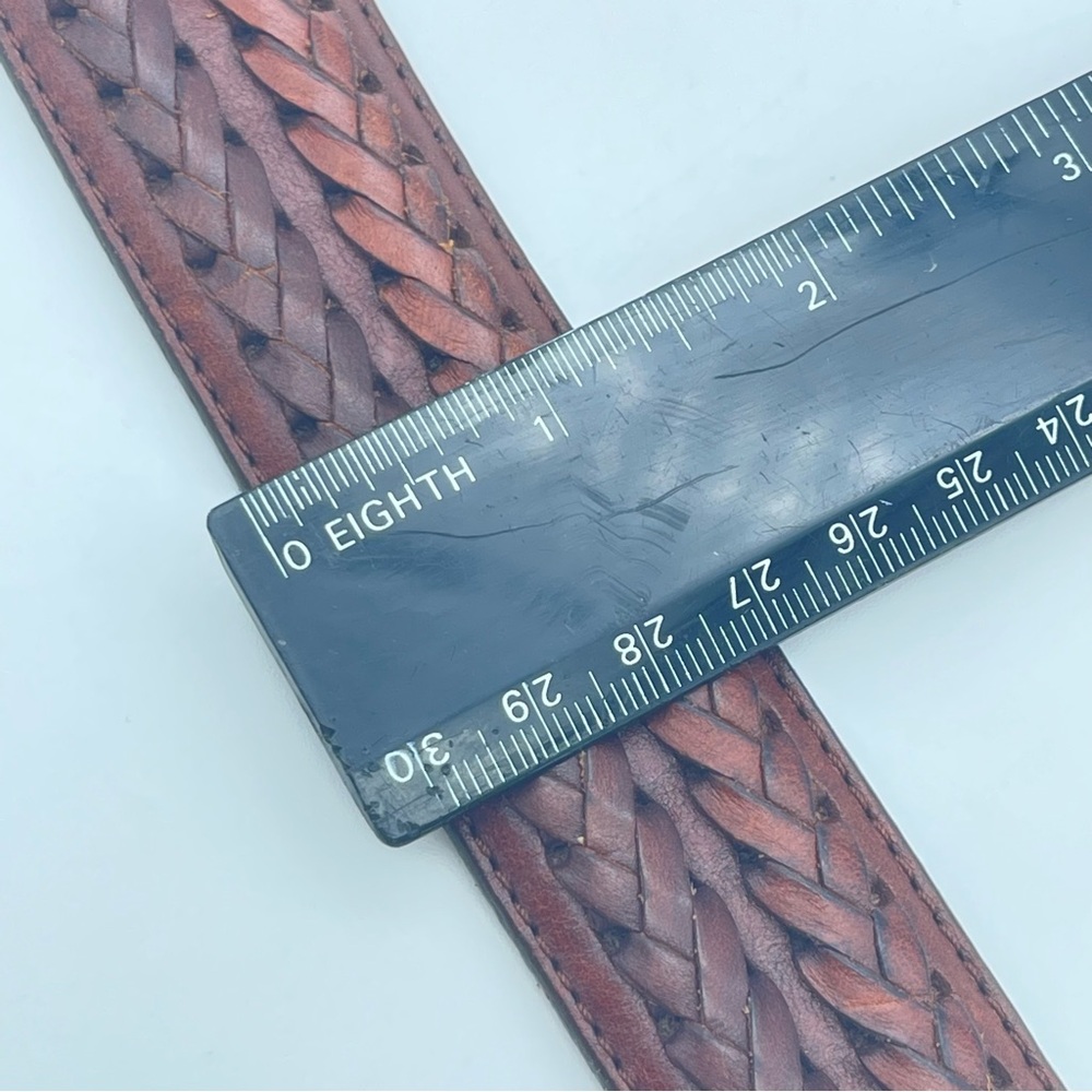 Vintage 1991 Brighton Leather Concho Braided Belt Men’s Women’s Unisex 42 - Picture 11 of 12